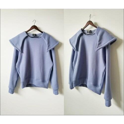 Cape Style Collar Purple Sweatshirt Oversized Pullover / Sweatshirt for Winter