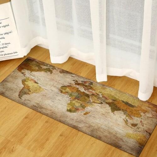 Printed World Map Floor Mats Modern Home Decor Rug Kitchen Carpet Entrance Indoor Hallway Mat Washable Soft Bedroom Carpets
