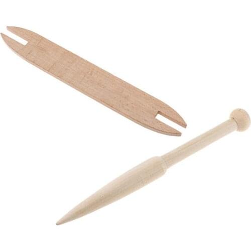 SHGO HOT-2Pcs Well Sanded Beech Wood Shuttle Knitting Weaving Stick Tools Rods for Kids Woven Crafts Arts Crafts Learning Practi