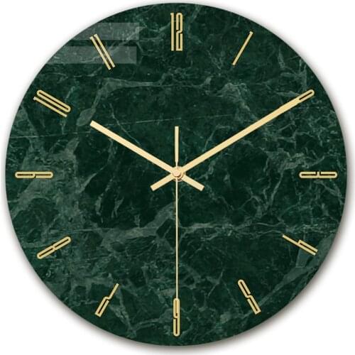 Modern light luxury wall clock marble texture clock home bedroom decoration clock acrylic lasting printing Tv Wall decoration