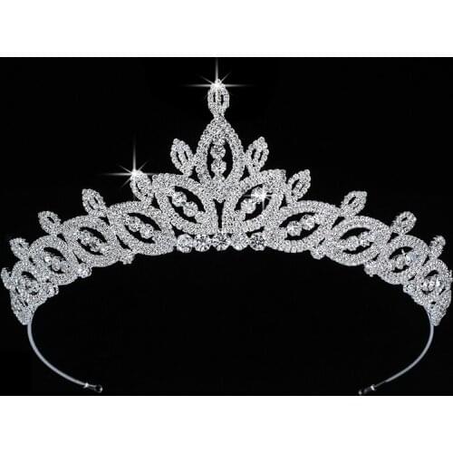 Tiaras and Crown HADIYANA brillante Plant Design Women Wedding Hair Jewelry Or Party Gift Hair Accessories Zircon BC5615 Corona