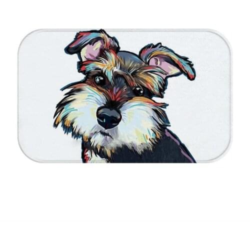 Thin Lovely Gray Dog Pattern Floor Mat Coral Fleece Home Decor Carpet Indoor Rectangle Doormat Kitchen