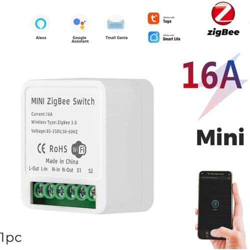 MIni ZigBee Switch Module Smart Switch 10A 16A 2 Way Control Stair Light Tuya Smart Breaker Smart Switch DIY