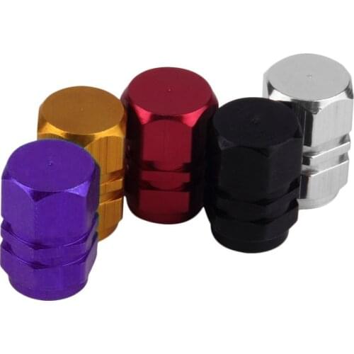 Universal 4Pcs/set Auto Bicycle Car Tire Valve Caps Aluminum Tyre Wheel Hexagonal Ventile Air Stems Cover Airtight Rims 5 Colors