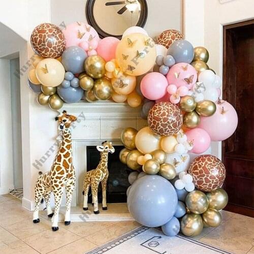 147pcs Balloon Arch Garland Gold Chorme Metallic Balloons Pink Globos Happy Birthday Party Decorations Animal Foil Baby shower