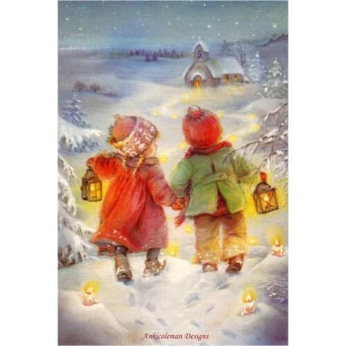 Embroidery Counted Cross Stitch Kits Needlework - Crafts 14 ct DMC Color DIY Arts Handmade Decor - Silent Night go to Church