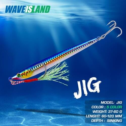 WAVEISLAND Metal Jig Fishing Lure 7g-60g Trolling Hard Bait Bass Fishing Boat Tackle Trout Jigging Lure Jigs Saltwater Lures