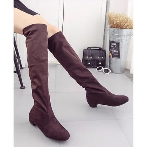Womens High Boots Shoes Fashion Women Over The Knee Boots 2018 New Autumn Winter Flock Botas Feminina Thigh High Boots Ladies