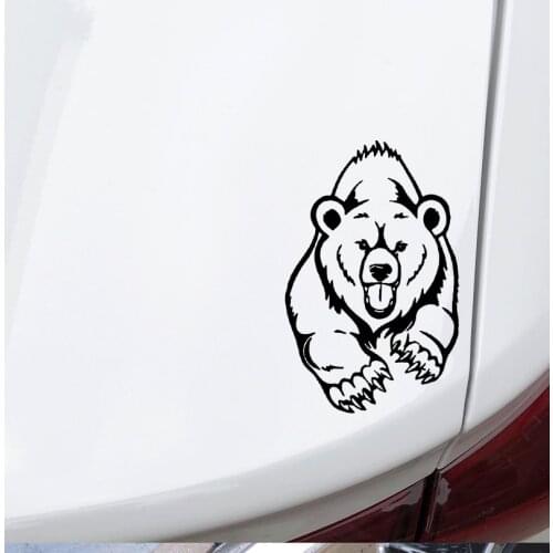 10.6CM*16.9CM Brown Bear Car Sticker Decor Car Door Vinyl Decal Accessories Black/Silver N1098