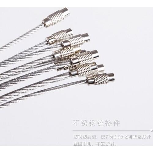 100Pcs NEW Stainless Steel EDC Cable Wire Loop Luggage Tag Screw Lock Key Chain Ring