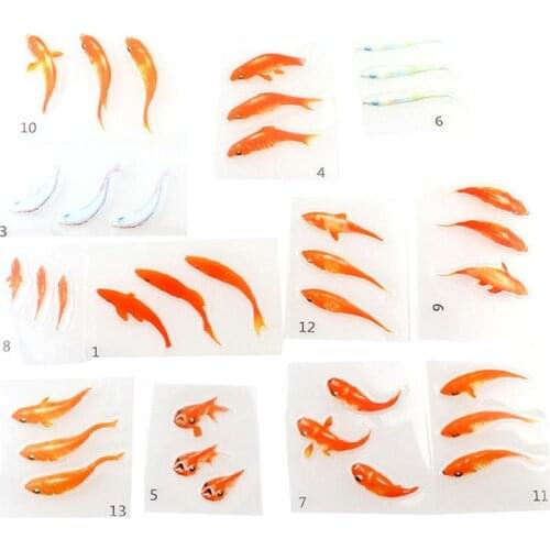 12 Pcs/set 3D Small Goldfish Handmade Three-dimensional Stickers DIY Epoxy Resin Jewelry Making Painting Filling Material