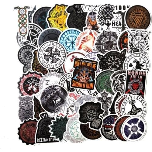 50PCS personality pirate mysterious Rune Vikingional Phrases Sticker DIY Laptop Study Room Scrapbooking Graffiti Decals