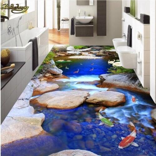 Beibehang Custom Photo 3D Floor Painting Wallpaper Spectacular Natural Water Bean Fish Figure papel de parede