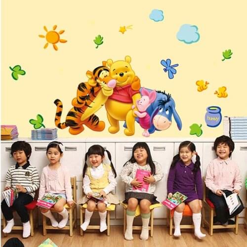 Disney Pooh bear cartoon wall stickers living room bedroom TV background sofa wall small animal sun honeypot AY7034