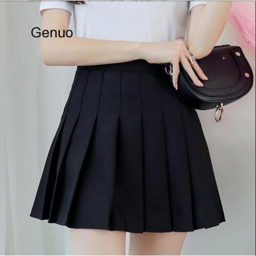 Women Pleated Short Skirt High Waist Female Student Korean Style Slim Skirt Half Length A-line Falda Plisada 2020 New