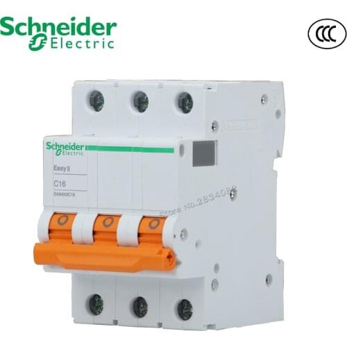 EA9AN C type C16 Mini Circuit Breaker Air Switch Breaker 3P 50Hz 35mm Din Rail Shunt Circuit Schneider