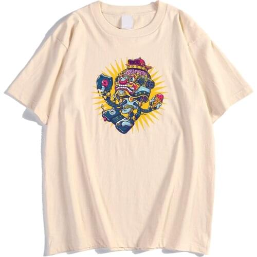 Steam Punk Brain Machine Hip Hop Printing Mens Tshirts Simplicity Crewneck T-Shirts Cool Loose T-Shirt Creativity Fit Male Top