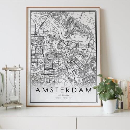 AMSTERDAM city map Nordic Living Room Decoration Canvas Poster Modern Home Decor Art Print Painting