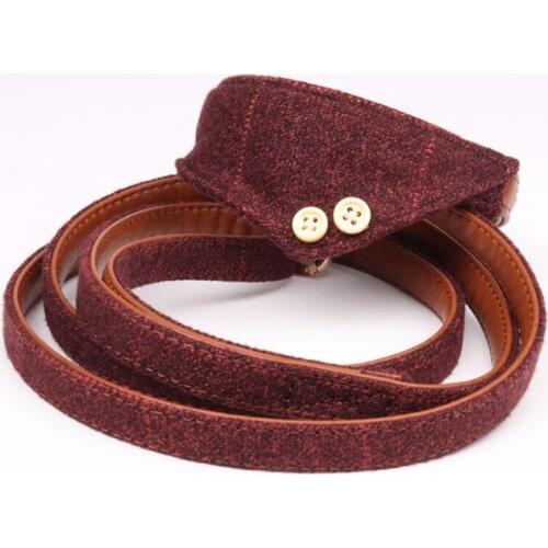 Classic handsome plaid style dog collar bow tie pet pupply product dog collar towel leash set necklace S Set