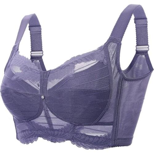 Plus Size Lace Minimizer Bras for Women Full Coverage Non Padded Underwear Female Ultra Thin Embroidery Lingerire 36 38 40 C D E