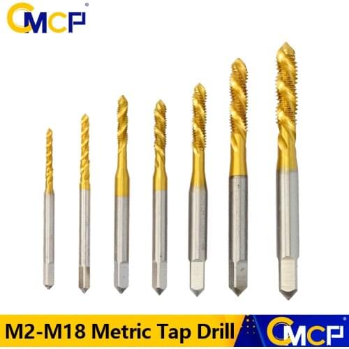 CMCP HSS Screw Tap Titanium Coated Metric Spiral Thread Tap Drills M2/M2.5/M3/M3.5/M4/M5/M6/M8 High Speed Steel Hand Tap Tools