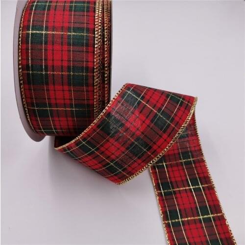 2.5 Inch X 25yards Red Buffalo Plaid Wired Edge Ribbon for Christmas Decoration Bows Craft Home Decor Wreaths N2287