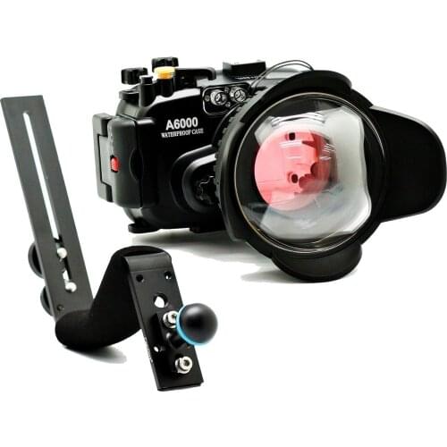 Meikon 40m/130ft for Sony A6000 (16-50) Underwater Camera Housing + wide angle dome port lens + 67mm Red Diving filter