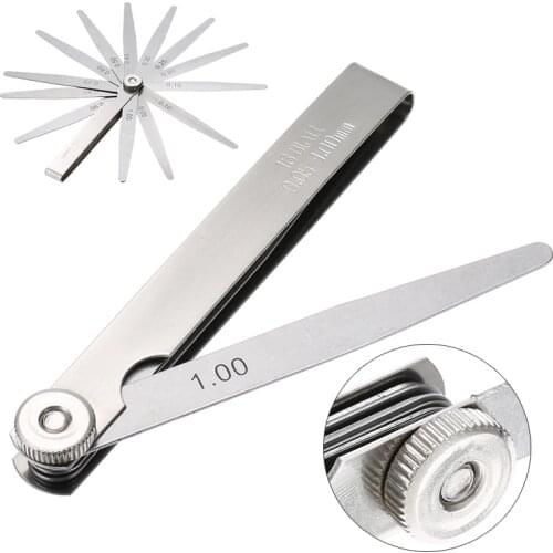 Metal Metric 13 Blades Gauge Feeler Gauge Foldable Feeler Gauge 0.05mm-1mm Gage Gap Filler Gauge Ruler Portable Measuring Tool