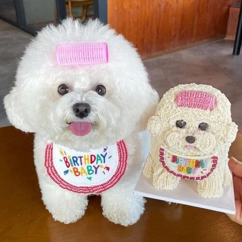 Cute Dog Collar Pet Triangular Bandage For Birthday Cat Supplies Pet Accessories Cartoon Embroidery Dog Bandage for Small Dogs