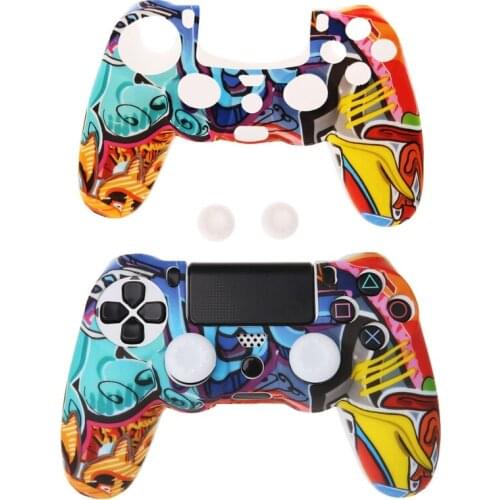 Multicolor Style Silicone Gamepad Cover Case + 2 Joystick Cap For PS4 Controller