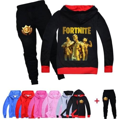 Fortnites Fashion trend childrens clothes boys and girls coat + trousers spring and autumn sports suit