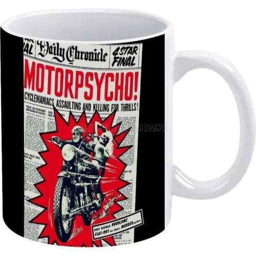 Motorpyscho! White Mug 11oz Funny Ceramic Coffee Tea Milk Cups Vintage Movie Cinema Vintage Vintage Movies Retro Retro Movies