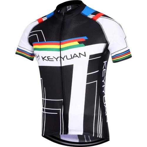 KEYIYUAN Men Shirt Summer Short Sleeved Cycling Wear Outdoor Professional Team Triathlon Tops MTB Clothing Mountain Bike Jersey