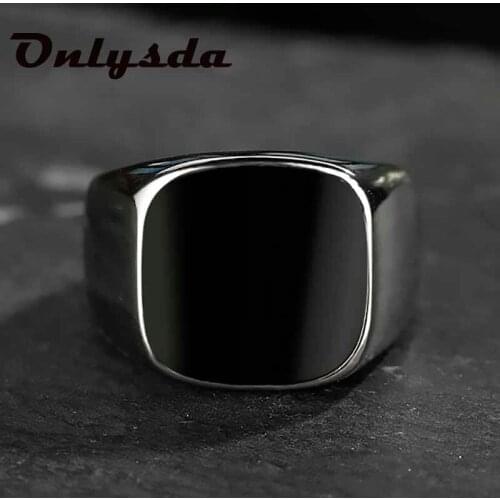 Mens Ring Punk Rock Smooth 316L Stainless Steel Signet Ring For Men Hip Hop Party Jewelry Wholesale Male Wedding Anel OSR491