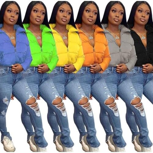 Spring Winter Women Clothing Jacket Solid Zipper Long Sleeve Stand-up-neck Coat Lounge Wear Outerwear Streetwear Wholesale Items