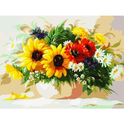 Sunflower Flower DIY 11CT Cross Stitch Embroidery Kits Craft Needlework Set Printed Canvas Cotton Thread Home Sell