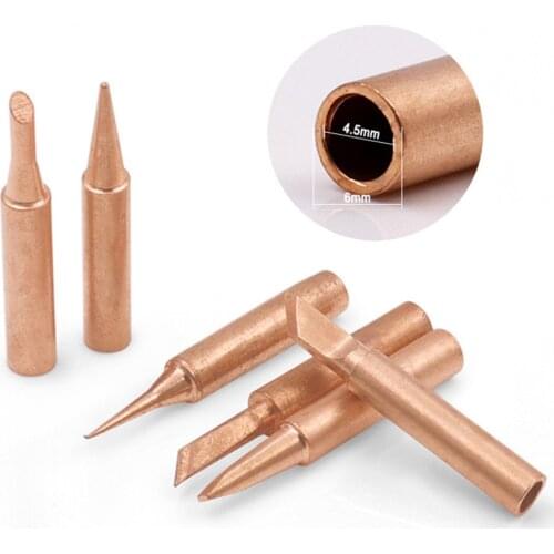 5Pcs Soldering Iron Tips Pure Copper Lead-Free I/B/K/2.4D/3C Soldering Iron Head Set for Soldering Station