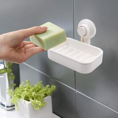 Vacuum Suction Cup Soap Dish Holder Wall Mounted Box Organizer Rack for Shower Bathroom Home Accessories
