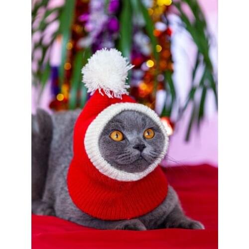 New Years Wear Pet Dog Warm Hat Red Christmas Hat Cat Headdress Hand Knitted Hat