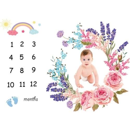 Baby Girls Boy Blanket Newborn Milestone Photography Props Cloth Cute Rainbow Garland Pattern Photo Blankets