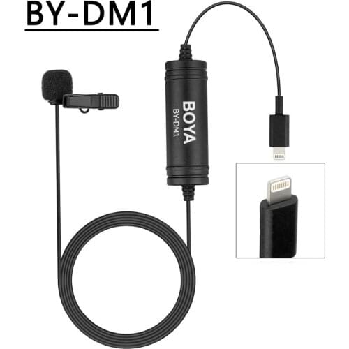 BOYA Digital Lavalier Lapel Microphone BY-DM1 BY-DM2 Clip-on Video Recording Mic with Lighting Port Type-C for iPhone iPad Pro