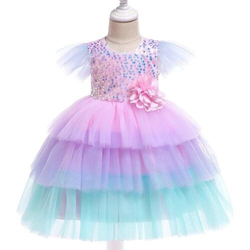 Infant Sequins Baby Girl Princess Dresses Flower Tulle Baptism Dresses for Girls 1st Year Birthday Party Wedding Baby Clothing