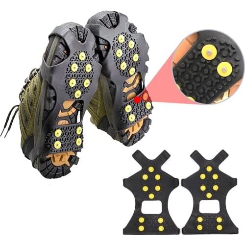 10 Studs Safe Anti Slip Shoes Cover Spike Grips Cleats Cover Shoes Covers Crampon for Winter Climbing Hiking Accessories Outdoor