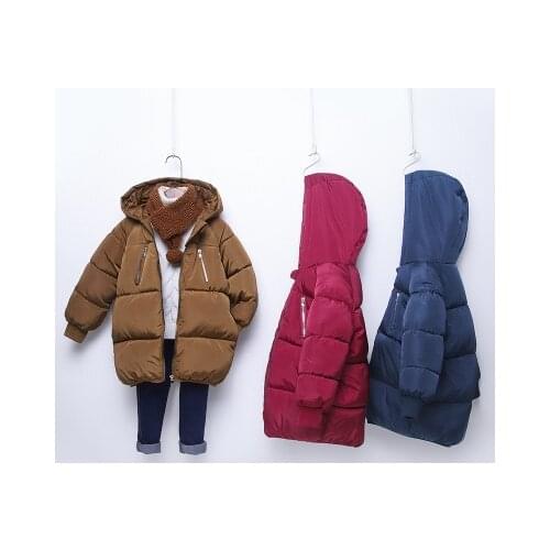 New 2-7-year-old down jacket in the long section of boys and girls thick warm cotton jacket childrens clothing baby infant coat