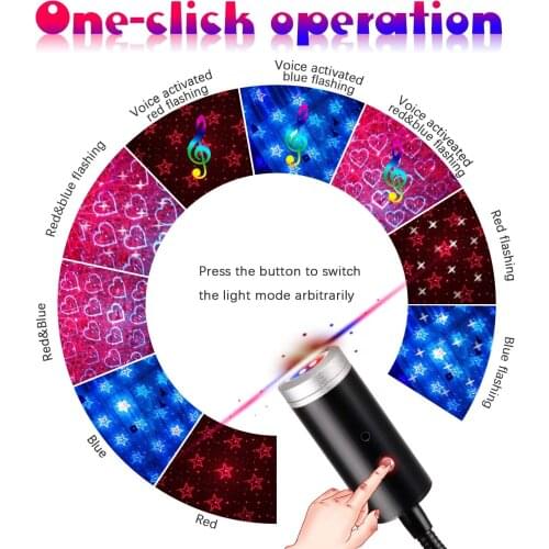 Romantic USB Star Projector Night Lights 24 Lighting Modes Sound Activated Strobe Adjustable Starry Galaxy Lamp Car Room Decor