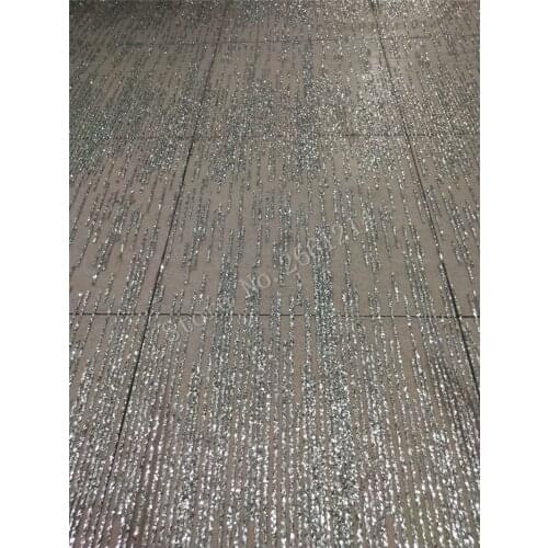 Silver color African glued glitter Lace Fabric BZL-91305 French Tulle Lace Fabric with silver color
