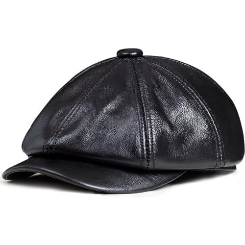 Mengyumian Genuine Leather Hat Cap belt Cowhide Warm winter cotton men padding brand new gastby beret hunting cap/hat ear flap