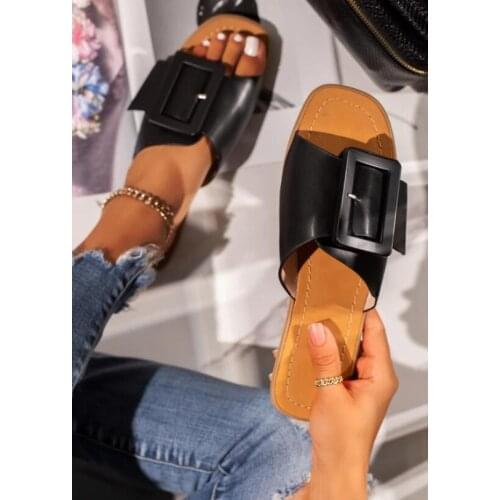 Brand design woman flipflops buckle slippers woman belt buckle flip flops summer slippers gladiator sandals 41 big size 2021