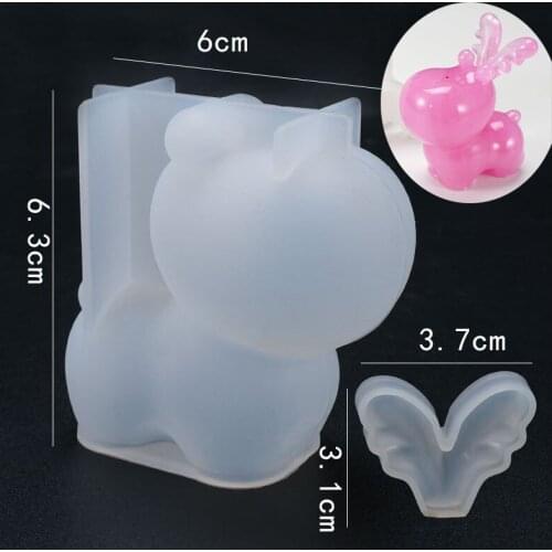 3D Christmas Deer Silicone Mold for DIY Crystal Epoxy Decoration Key Chain Pendant Making Tool