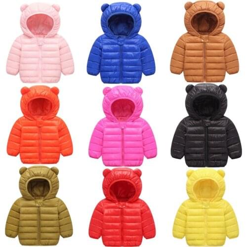 Cute baby girls jacket kids boys Light down coats with ear hoodie spring girl clothes infant childrens clothing for boys coat